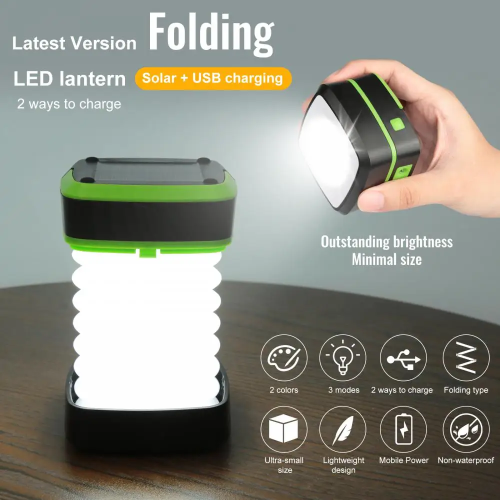 

Solar LED Camping Lantern USB Rechargeable Bulb Portable For Outdoor Tent Lamp Light Emergency Lights For BBQ Hiking Accessory