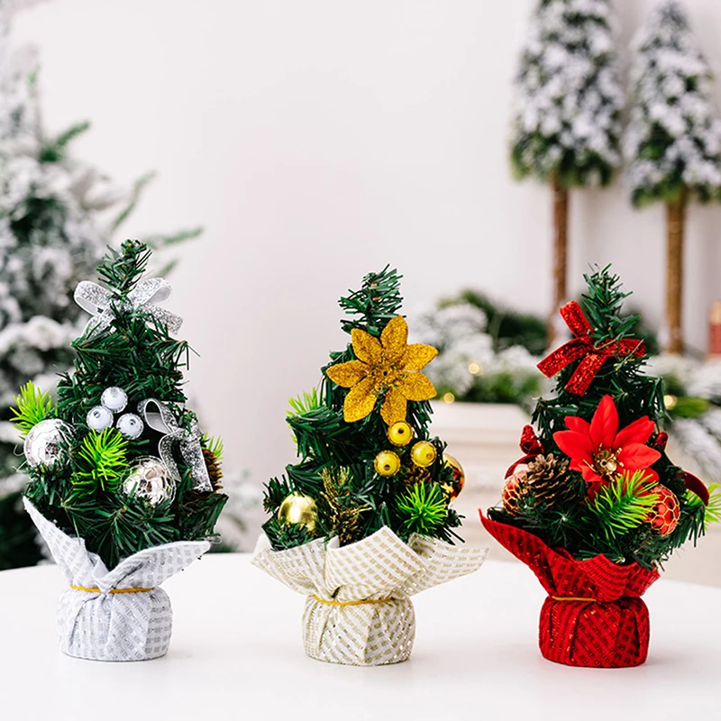 

1Pc Mini Christmas Tree Artificial Small Tabletop Xmas Tree with Ornaments Christmas Decoration Home and Office Decorations