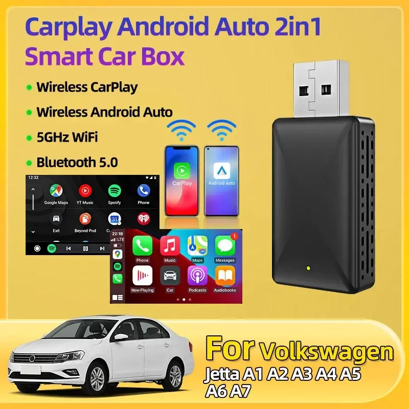Фото Для Volkswagen Jetta A1 A2 A3 A4 A5 A6 A7 Автомобильный беспроводной смарт-ключ 2в1 WiFi Fast Connect Plug and Play Carplay адаптер Android №1