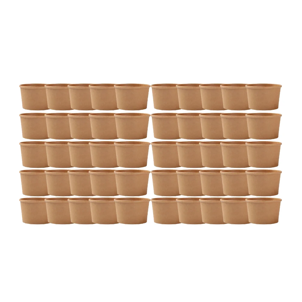 

50Pcs 8 Ounce Kraft Paper Soup Cup Disposable Meal Prep Containers Food Packaging Takeout Bowl without Lids