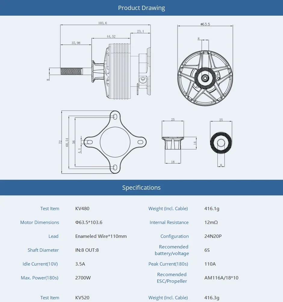Двигатель AM670 kv480 kv520 бесщеточный двигатель четырехосевой многоосевой диск