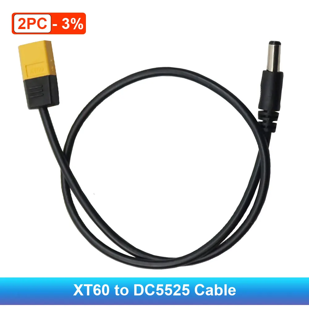 

XT60 Male Bullet Connector To Male DC DC5525 Power Cable 5.5x2.5mm Adaptor For TS101 PINE64 HS01 Electronic Soldering Iron