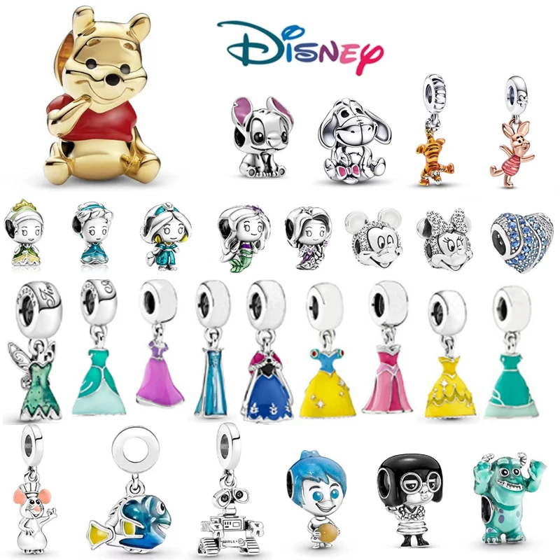 Disney Cartoon 925 Sterling Silver Winnie The Pooh Stitch Charm Pendant Fit Pandora Bracelet Original Women Jewelry Xmas Gifts