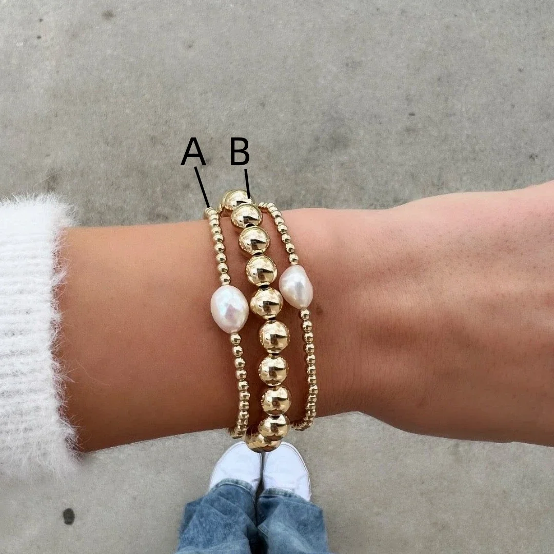 Женский позолоченный браслет с бусинами 18 К