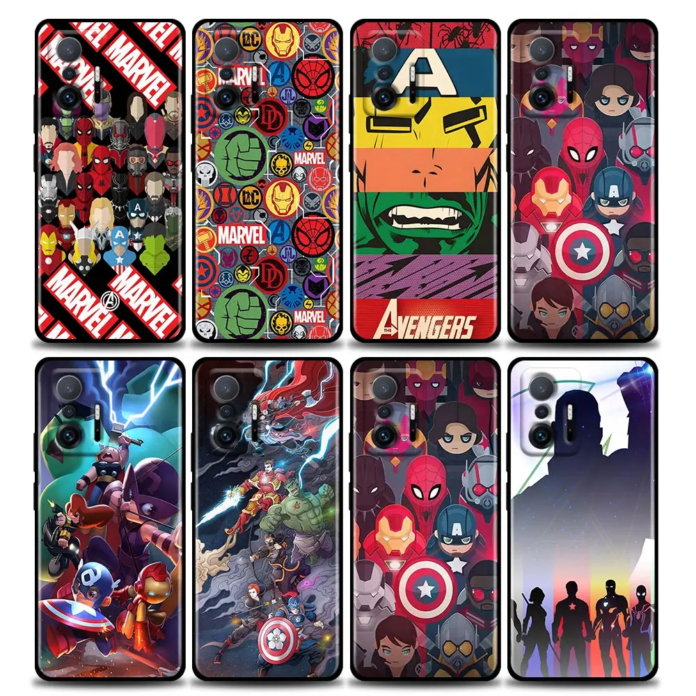 

Marvel Avengers Cartoon Comic Anime Phone Case For Xiaomi Mi 12 12X 11T X4 NFC M3 F3 GT M4 Pro Lite NE Poco M3 M4 X4 Redmi Cover