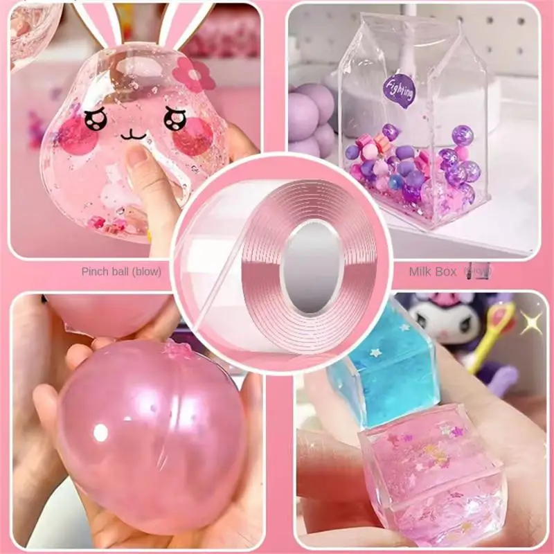 

New Clear Nano Tape High Sticky Reusable Traceless With Clay Waterproof For DIY Craft Pinch Toy Making Blowing Bubble Supplies