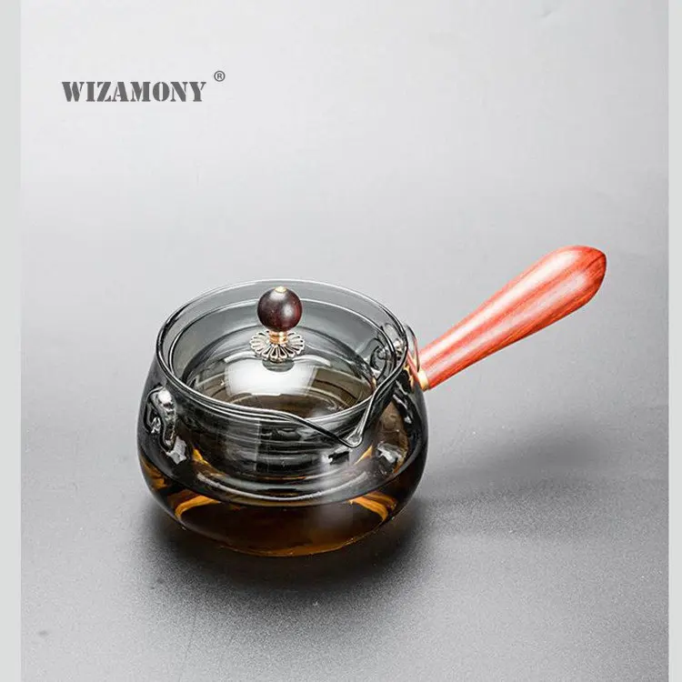 

WIZAMONY, 500 мл, Вращающийся Чайник для отдыха, разделение воды, черный высокосортный чайник из боросиликатного стекла, съемный чайник, стандартный чайный набор