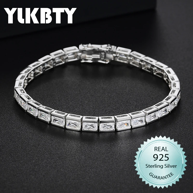 

Новый женский модный браслет YLKBTY из чистого серебра 15-18 см с квадратным цирконием, милый стиль, Прямая поставка