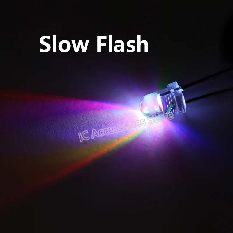 

100pcs 3MM RGB LED light-emitting diode colorful slow flash red, green and blue automatic flash spotlight bright long pin