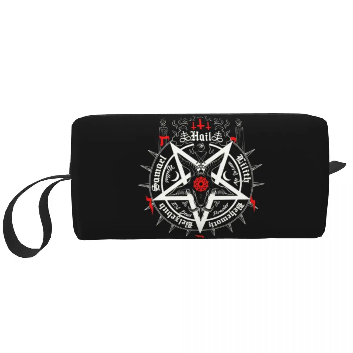 

Satanic Baphomet Leviathan Cross Toiletry Bag Women Satan Devil Pentagram Makeup Cosmetic Organizer Lady Storage Dopp Kit Case