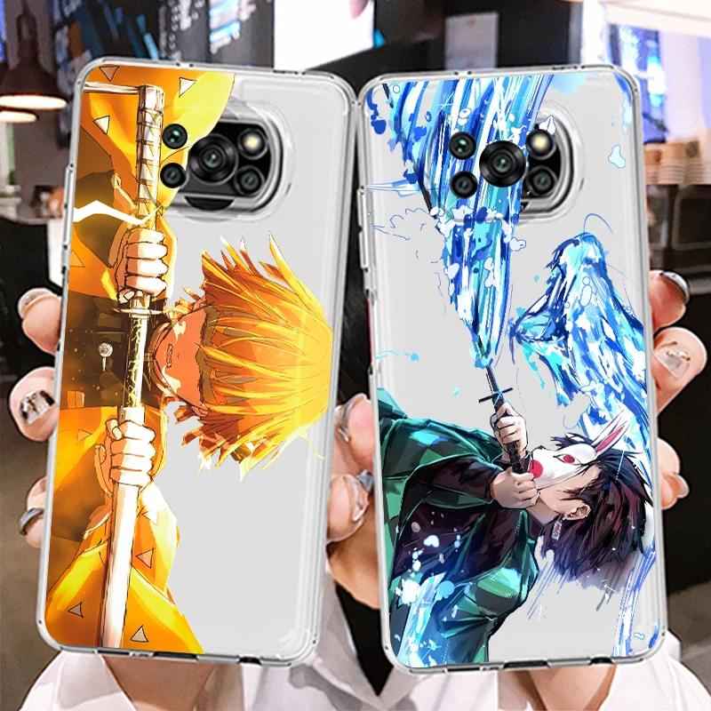 

Demon Slayer Tanjirou Zenitsu For Xiaomi Mi Poco X4 X3 NFC F4 F3 GT M4 M3 M2 X2 F2 F1 Pro C3 5G Civi Transparent Phone Case