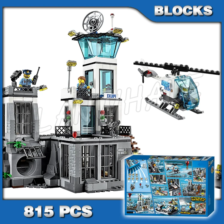 

815pcs Urban Cop Prison Island Guard Tower Jail Yard Hot Air Balloon 02006 Building Blocks Set Bricks Compatible with Model