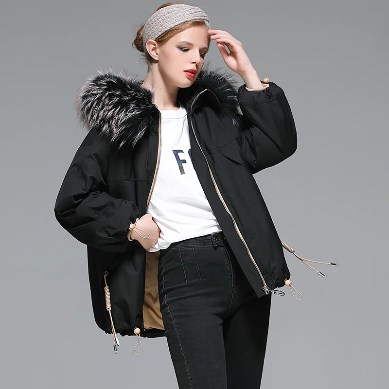 Fashion New Winter White Duck Down Jacket Women Short Fur Collar Parker Korean Thick Warm Jacket Wholesale