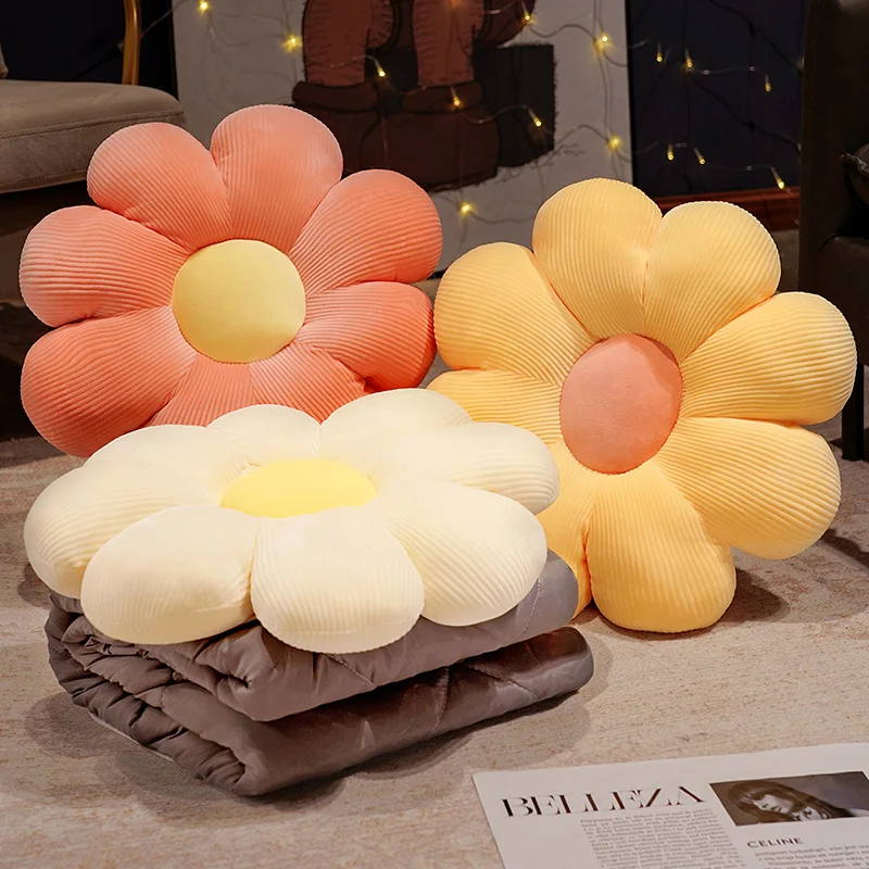 

45CM Plush Flower Daisy Mat Stuffed Lifelike Flower Girls Kids Home Decor Soft Plant Pillow Cushion Office Nap Artifact