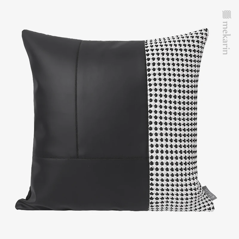 

Model Room Living Room Sofa Pillow Black and White Woven Stitching Pillow Hotel Bedroom Pillow Villa Homestay Backpack