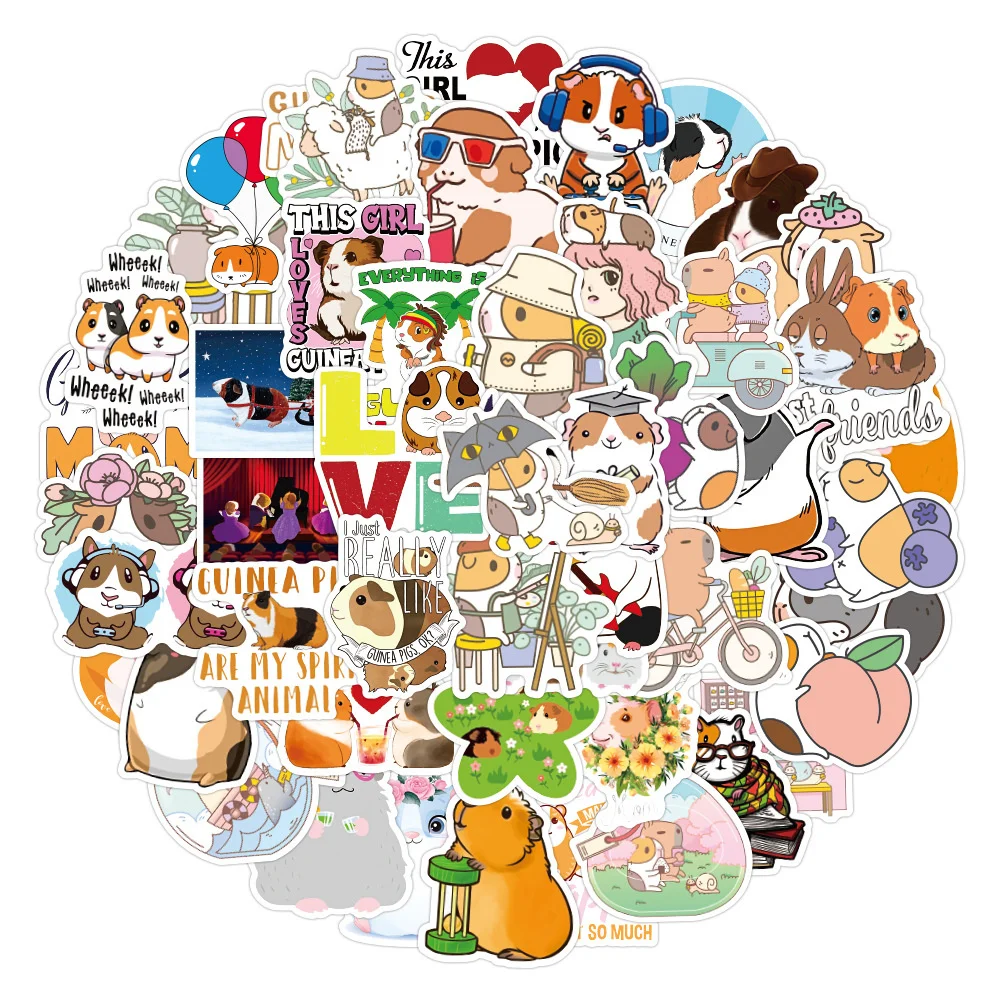 

10/30/50PCS New Guinea Pig Personalized Graffiti Waterproof Decorative Sticker Cartoon Animal Skateboard Guitar Helmet Wholesale