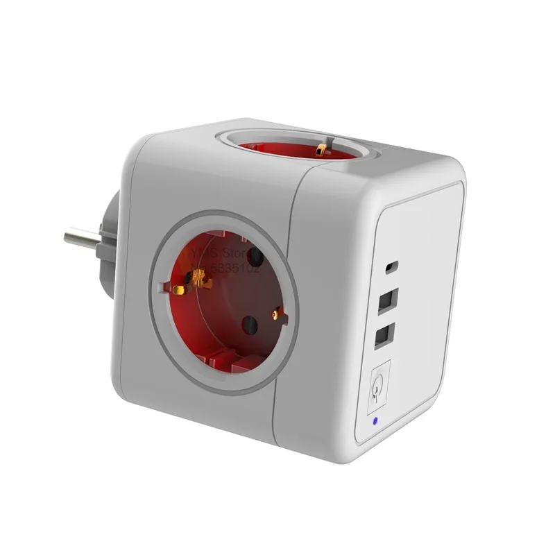 

Sopend Power Strip USB Electric Network Filter Switch+Type C Socket Tee Powercube Plug Smart Outlet Extension Adapter European