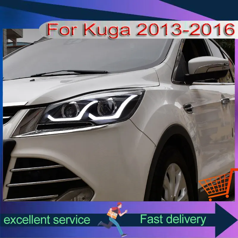 Автомобильные фары для Ford Kuga 2013-2016, модификация, автомобильные аксессуары, передняя лампа, светодиодные DRL, ксеноновые фары с двойной проекционной линзой (art.: 3920cedd451b2) - 3920cedd451b2
