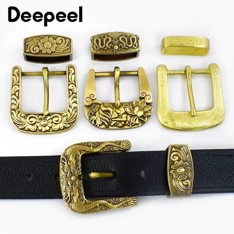 1 комплект Deepeel 40 мм из чистой латуни мужские медные ремни с пряжкой для джинсов