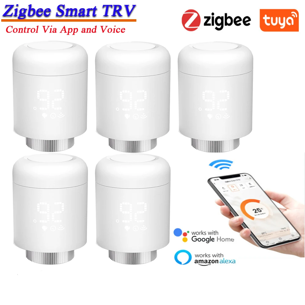 

Термостатические клапаны радиатора Tuya Zigbee, умный беспроводной термостат с управлением через приложение, температурный контроллер, радиатор