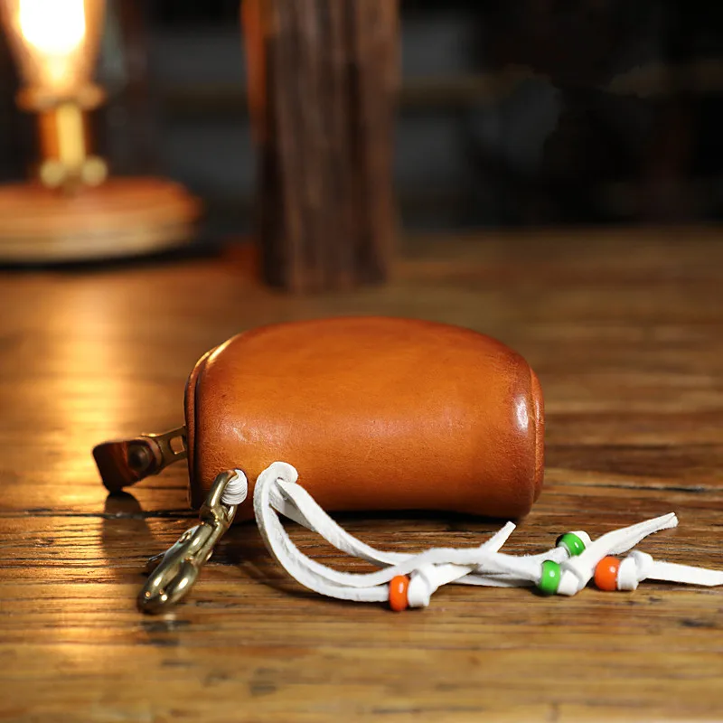 Simple vintage high-quality first layer cowhide men's women's small coin purse luxury organizer genuine leather mini storage bag