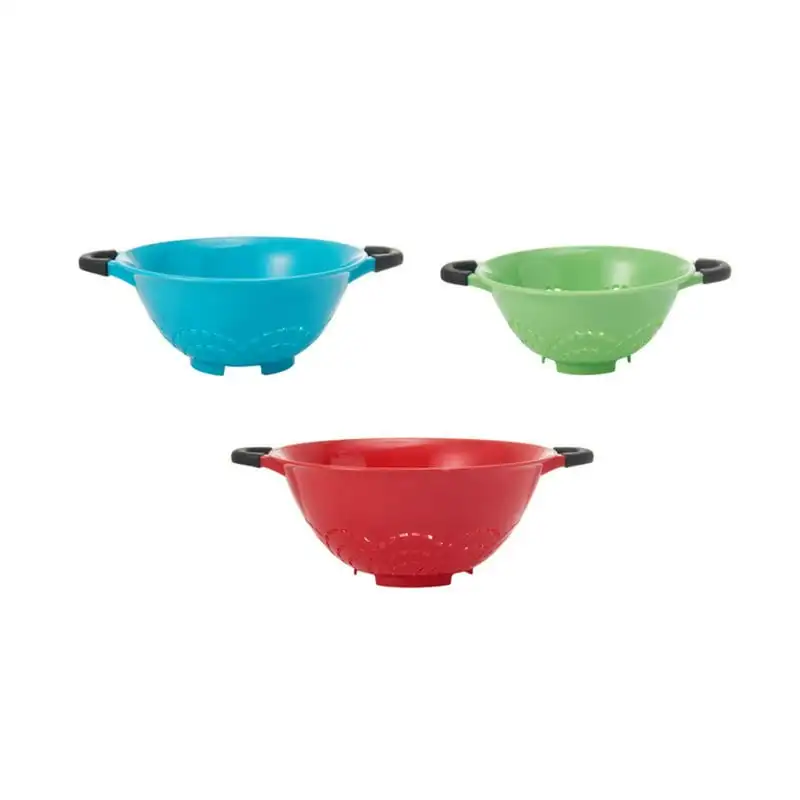 

Grips Set of 3 Colanders in Assorted Colors Silicone kitchen accessories Pasta strainer Kitchen sink folding drain rack Strainer