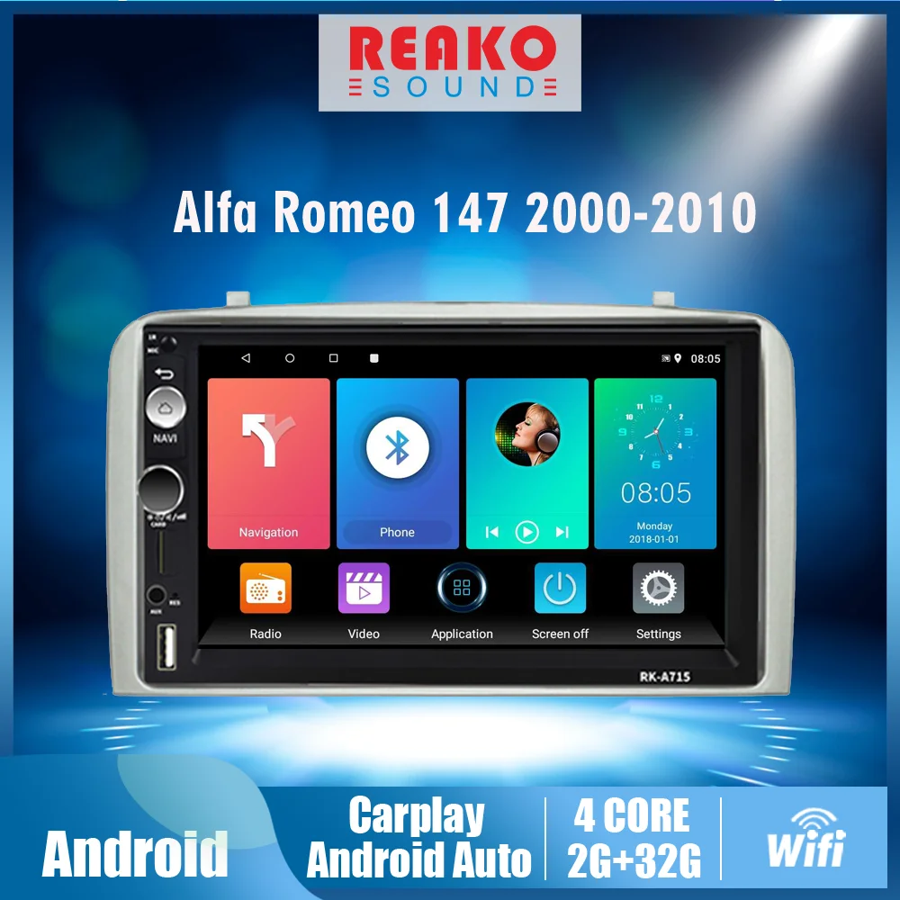 2 Din Car Radio For ALFA ROMEO 147 2000-2010 7 Inch  Car Multimedia Player Head Unit with Frame GPS Navigation Android Autoradio