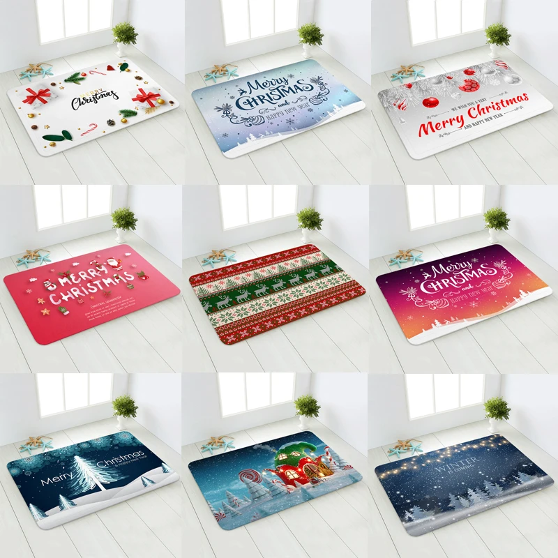 

Christmas Bathroom Bedroom Living Room Anti-slip Mat Household Carpet Front Door Welcome Mat New Year Gifts Natal Xmas