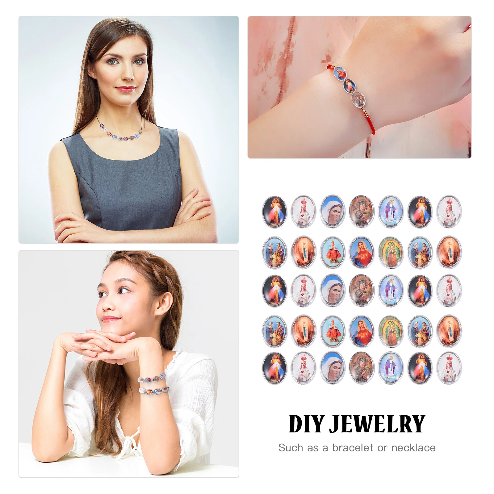 

Religious Figure Jewelry Sticker Dripping Fitting Character Accessories Necklace Bracelet Alloy Making Set