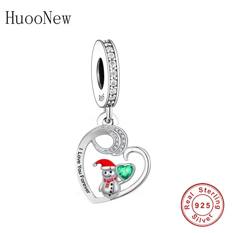 

Fit Original Pan Charms Bracelet 925 Sterling Silver Snowman With Heart I Love You Forever Bead For Making Christmas Berloque