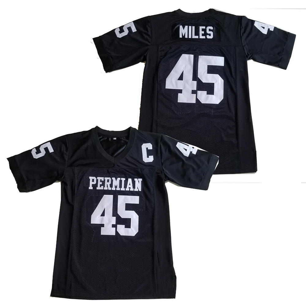 

American football jersey PERMIAN 45 MILES jerseys Embroidery sewing Outdoor sportswear Hip hop loose BLACK WHITE 2020 new hot