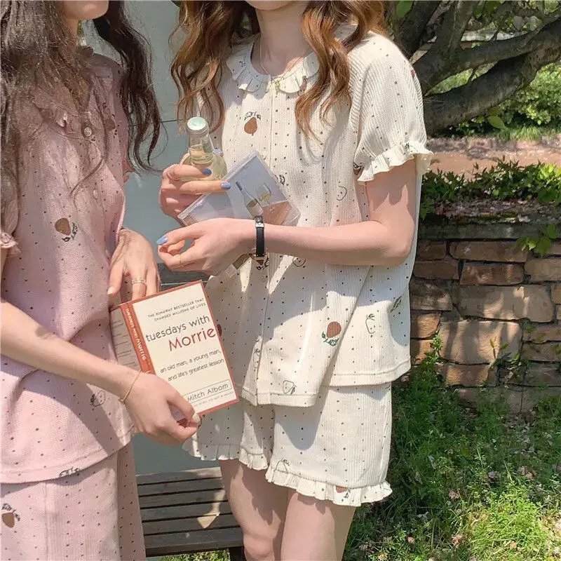 

Пижама женская в горошек, из двух предметов, в японском стиле