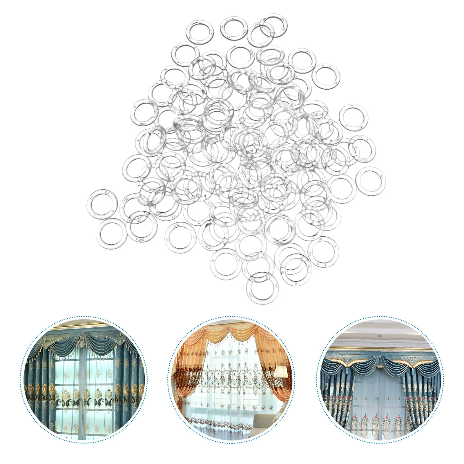 

100pcs Curtain Rings Plastic Curtain Buckle Circle Home Curtain Decoration