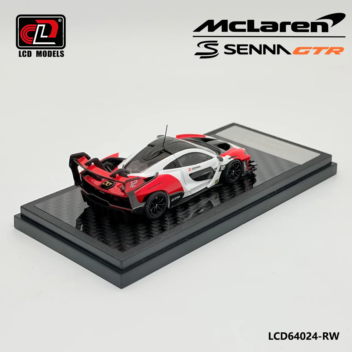 Фото Модели LCD64024-RW: Посвящение Айртону Сенне, масштаб 1:64, McLaren Senna GTR, гиперкар для трека, красно-белый. # 12 коллекционных моделей автомобилей из литого металла №4