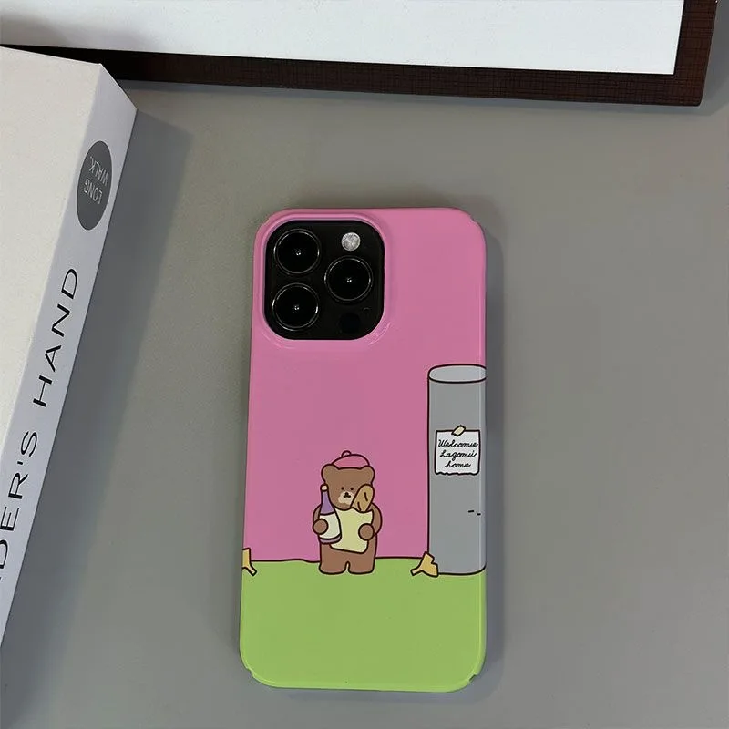 

Cute Cartoon Bear Graffiti Phone Case For iPhone 14 13 12 11 Pro Max X XR XS Shockproof Fastion Lovely Cover Ins Fundas