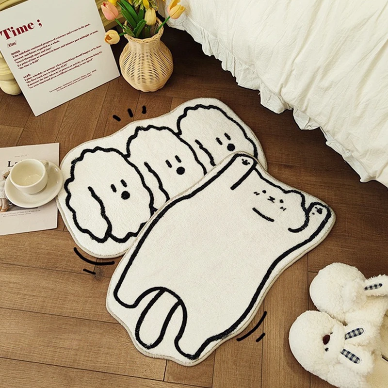 

Kawaii Rugs for Living Room Soft Floor Mat Cartoon Animal Pattern Plush Carpet Non-slip Bedside Area Rug Foot Pad Tapis Salon