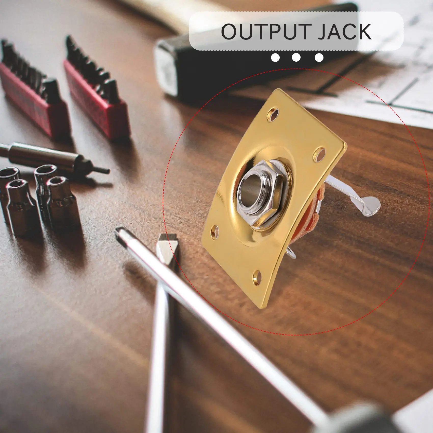 Квадратный стиль Jack Plate Гитарный бас-разъем 1/4 Выходной входной разъем для