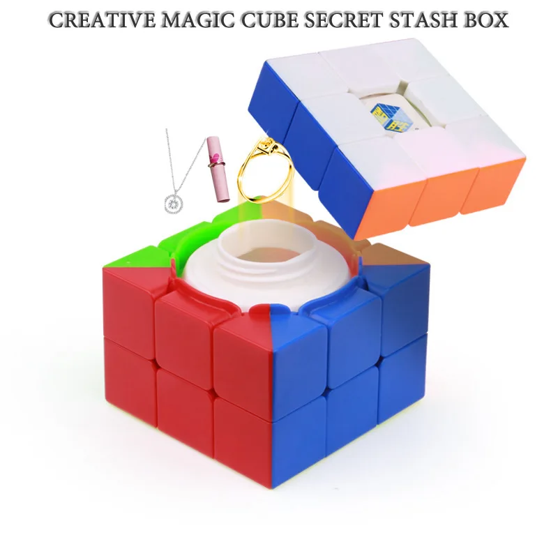 Creative Magic Cube Secret Stash Coin Ring Jewelry Safe Storage Box Portable Diversion Compartment Gift