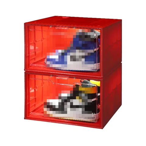 Прозрачная коробка для кроссовок с голосовым управлением, светящаяся коробка для обуви, настенный пластиковый шкаф, стойка для обуви, коробки для хранения баскетбола