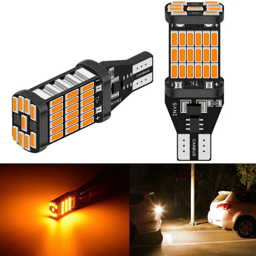 

2/10pcs LED Car Reverse Back Light Bulbs 6000K T15 W16W 45 SMD 4014 Error Free Turn Signal Light Reverse Lamp Bulbs