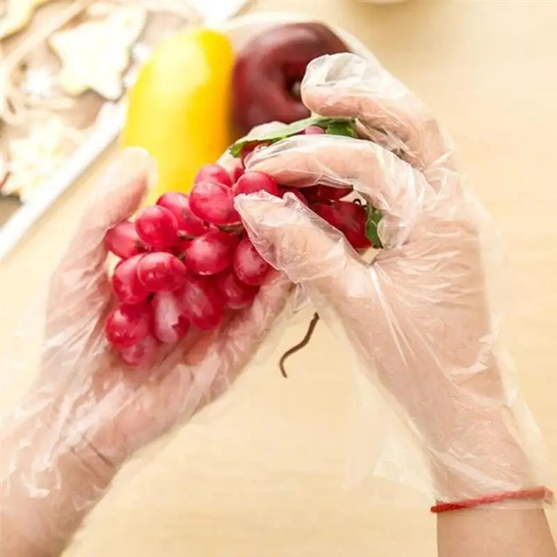 

200pcs Disposable Gloves PE Garden BBQ Plastic Gloves Multifuction Restaurant Kitchen Accessories