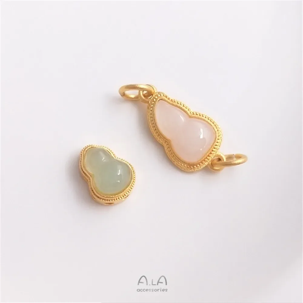 Песочное золото инкрустированный имитацией нефрита калабаша сепху Фу Лу кулон