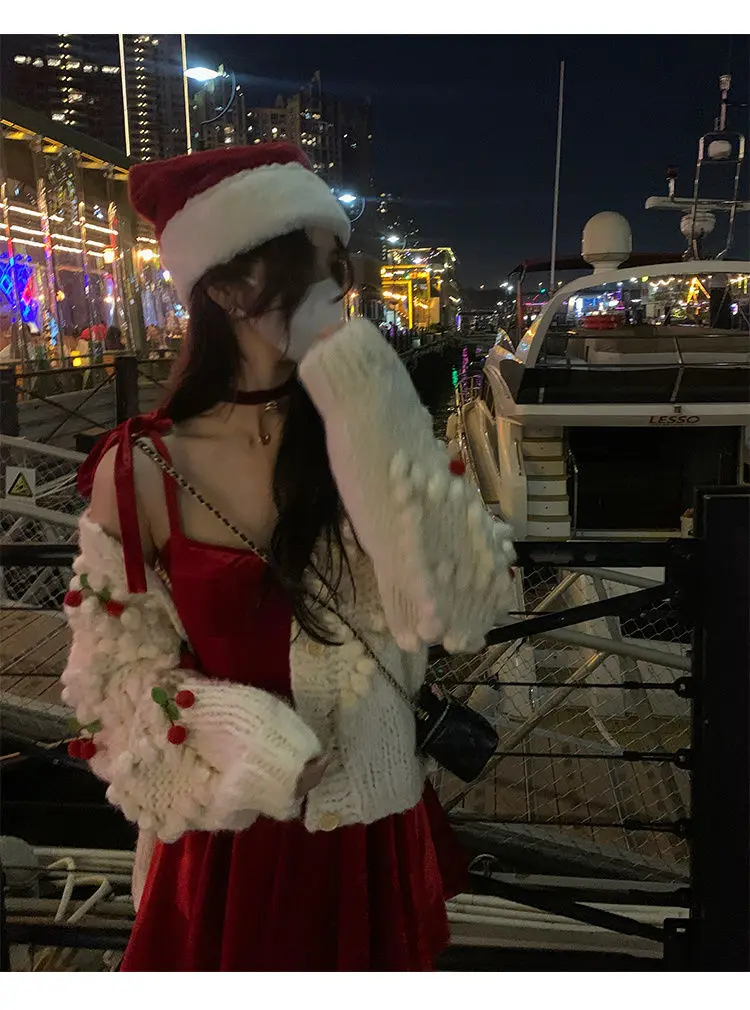 Свитер вязаный двухцветный с длинным рукавом y2k |