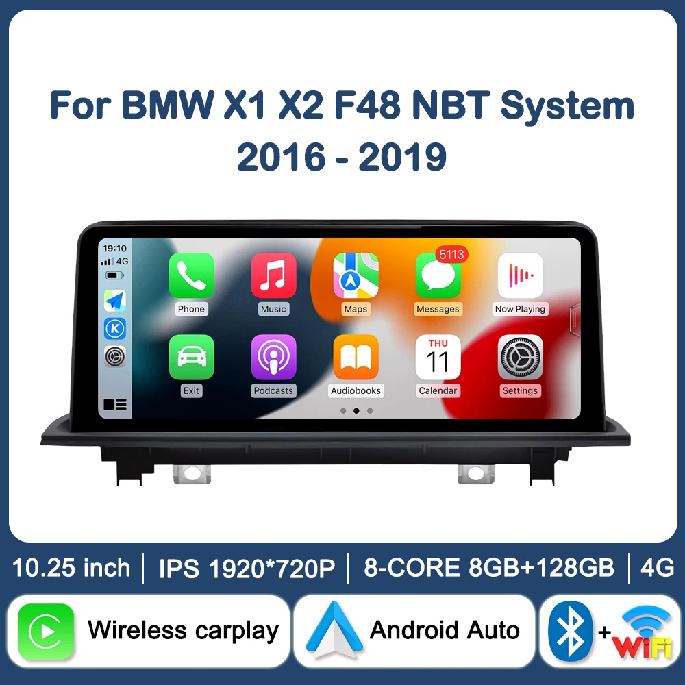 Автомобильный мультимедийный плеер KJ-NAVI для BMW X1 X2 F48 2016 2019 с Android Wi-Fi GPS-навигацией
