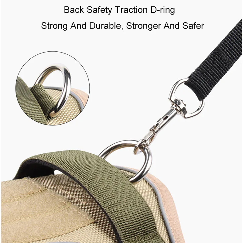 Шлейка для собак в стиле милитари светоотражающая жилетка с утолщенной ручкой на
