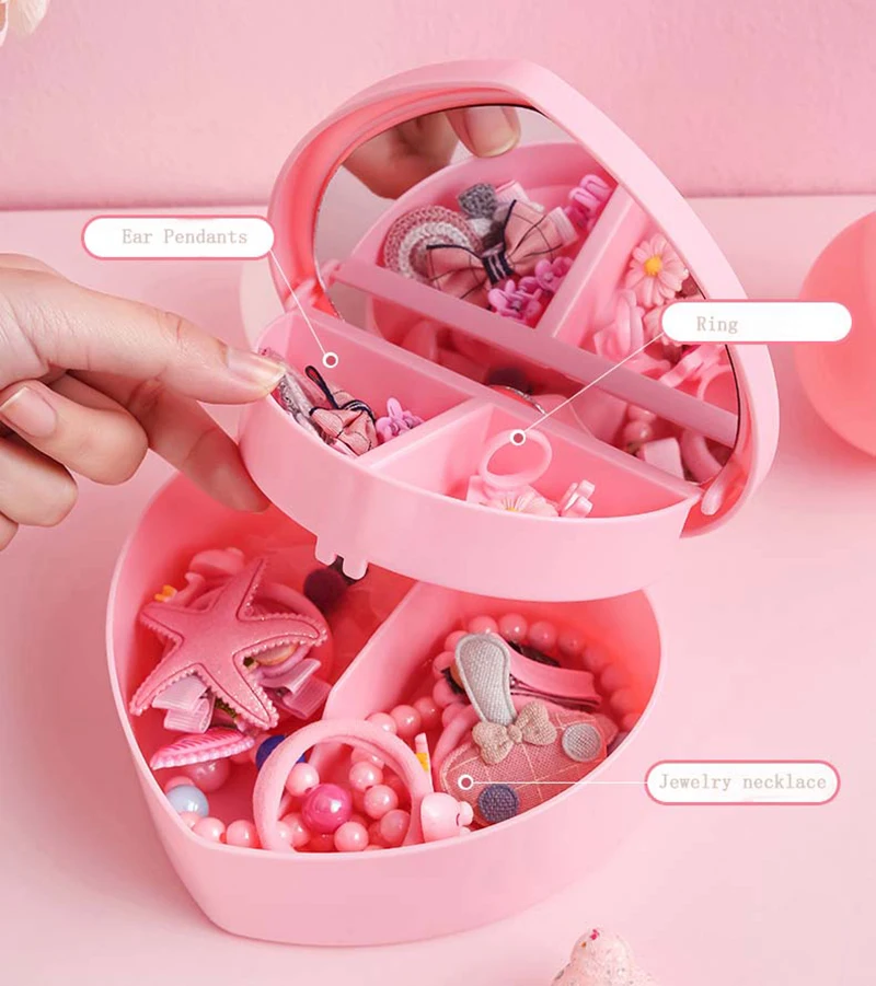 Шкатулка для ювелирных изделий в форме сердца девочек настольный двойной