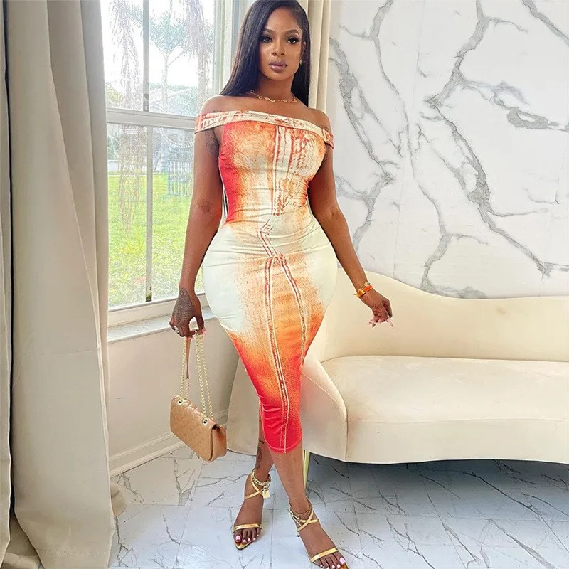 

Cover Up For The Beach And Sea Clothes Women Summer 2023 New Word Sleeveless Strapless Print High Waist Slim One Dress Spandex