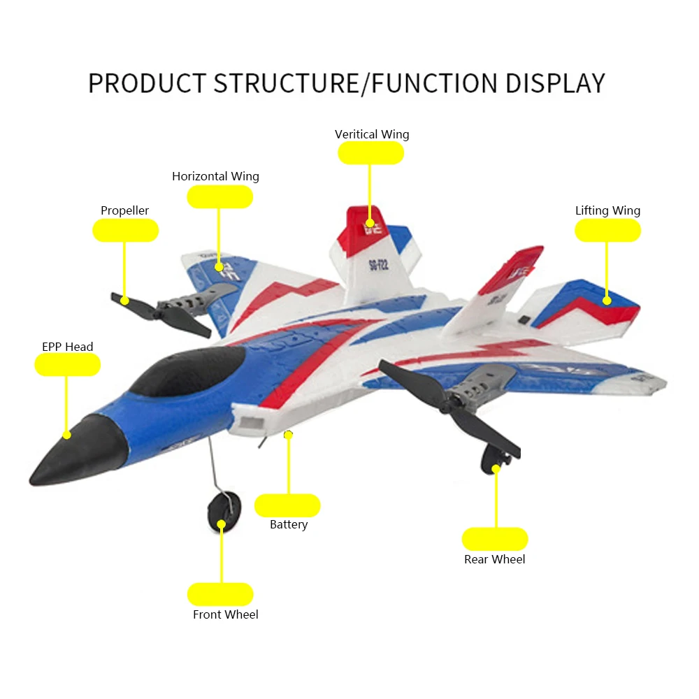 Радиоуправляемый самолет F22 трюковый 2 4G планер с дистанционным управлением 3D из