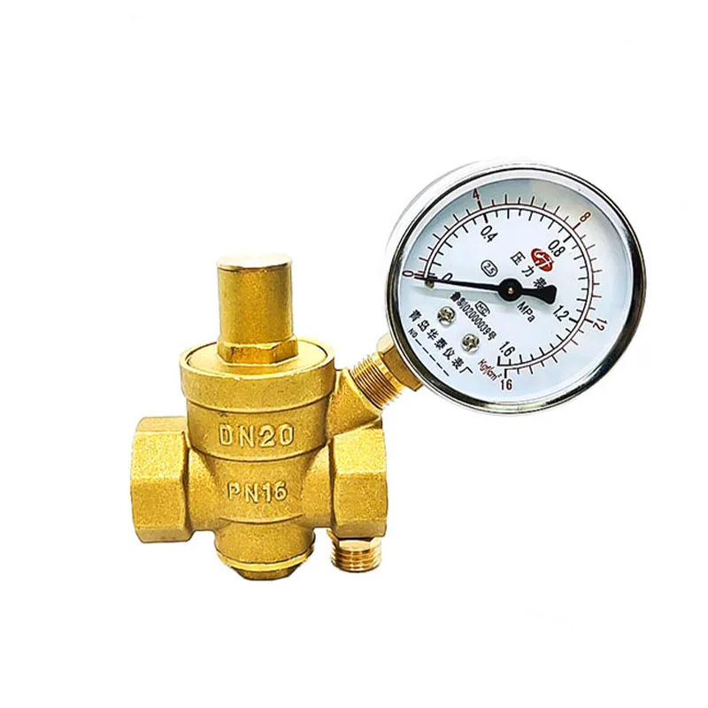 

1/2" 3/4" 1" Brass Adjustable Water Reducing Valve Female Thread Pressure Gauge Regulator Valves With Gauge