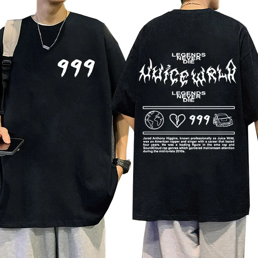 

Rapper Juice Wrld 999 Letter Graphic Tee Shirt Men's Hip Hop Trend Oversized T-shirt Unisex 100% Cotton Tops T Shirts Streetwear